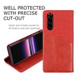 Peňaženkové kožené pouzdro MUXMA MX109 na Sony Xperia 5 - Červená