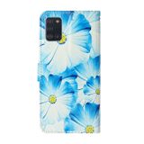 Peňeženkové kožené pouzdro na Samsung Galaxy A31 - Blue Flower