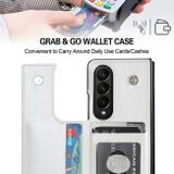Peněženkové kožené pouzdro Buckle Pen pro Samsung Galaxy Z Fold4 - Bílá