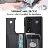 Peněženkové kožené pouzdro Buckle Pen pro Samsung Galaxy Z Fold4 - Černá