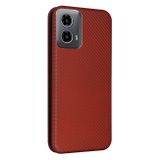 Peněženkové kožené pouzdro Carbon na Motorola Moto G34 G5 - Červená