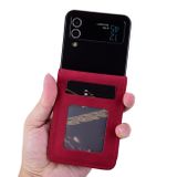 Peněženkové kožené pouzdro Business pro Samsung Galaxy Z Flip4 - Červená
