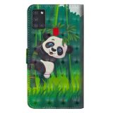 Peňeženkové 3D pouzdro na Samsung Galaxy A21s - Panda Climbing Bamboo