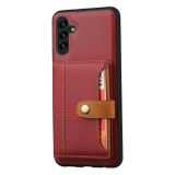 Kožený kryt Calfskin Cardslot pro Samsung Galaxy A05s - Červená
