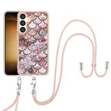 Pryžový kryt Electroplating Lanyard pro Samsung Galaxy S24 Plus 5G - Pink Scales