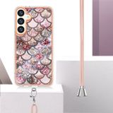Pryžový kryt Electroplating Lanyard pro Samsung Galaxy S24 Plus 5G - Pink Scales