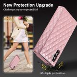 Peněženkové kožené pouzdro Rhombic Zipper pro Samsung Galaxy S24 Plus 5G - Růžové zlato
