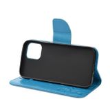Peňeženkové kožené pouzdro na iPhone 12 Mini - Modrá