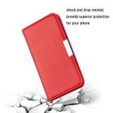 Peňeženkové kožené pouzdro na iPhone 12 Mini - Červená