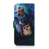 Peňaženkové kožené pouzdro na Samsung Galaxy Note 20 Ultra - Oil Painting Owl