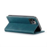 Peňeženkové kožené pouzdro na iPhone 12 Pro Max - Modrá