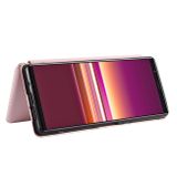 Peňaženkové Carbon pouzdro na Sony Xperia 5 - Ružová