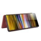 Peňeženkové kožené pouzdro na Sony Xperia 10 - Hnedá