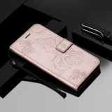 Peněženkové kožené pouzdro Butterfly na Xiaomi Mi 10 Lite - Rose Gold