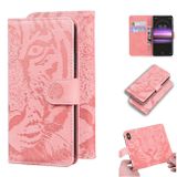 Peňaženkové kožené pouzdro TIGER na Sony Xperia 1 - Růžová