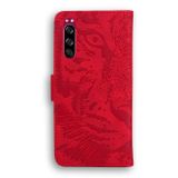 Peňaženkové kožené pouzdro TIGER  na Sony Xperia 5 - Červená