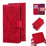 Peňaženkové kožené pouzdro TIGER  na Sony Xperia 5 - Červená