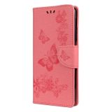 Peneženkové kožené pouzdro Butterflies na Xiaomi Mi 10T 5G / 10T Pro 5G - Ružová