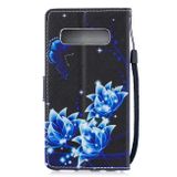 Peněženkové kožené pouzdro na Samsung Galaxy S10 - Blue flowers