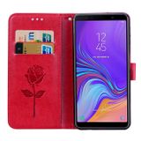 Pěneženkové Rose Embossed  na Samsung Galaxy A7(2018)-červená
