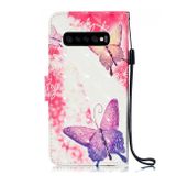 Peněženkové kožené pouzdro na Samsung Galaxy S10 - 3D Pink Butterflies