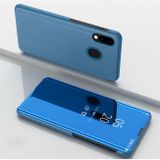 Knižkové pouzdro Electroplating Mirror na Samsung Galaxy A30 - Modrý