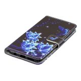 Peněženkové kožené pouzdro na Samsung Galaxy A50 - modrý motýl