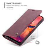 Peněženkové kožené pouzdro pro Samsung Galaxy A30 - Vínově červená