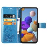 Peňeženkové kožené pouzdro na Samsung Galaxy A21s - Modrý