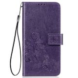 Peňaženkové kožené puzdro na Xiaomi Mi 10 Lite - Flowers Purple