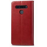 Peňeženkové kožené pouzdro na LG K51S - Červená