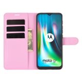 Peneženkové kožené pouzdro pro Motorola Moto G9 Play - Růžová