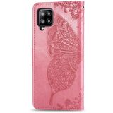 Peňeženkové kožené pouzdro na Samsung Galaxy A42 5G - Ružová