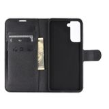 Peňaženkové kožené pouzdro LITCHI  na Samsung Galaxy S21 5G - Černá