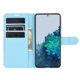 Peňaženkové kožené pouzdro LITCHI  na Samsung Galaxy S21 5G - Modrá
