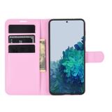 Peňaženkové kožené pouzdro LITCHI  na Samsung Galaxy S21 5G - Růžová