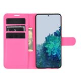 Peňaženkové kožené pouzdro LITCHI  na Samsung Galaxy S21 5G - Růžovočervená