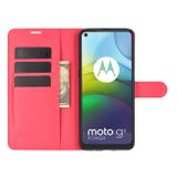 Peňaženkové kožené pouzdro na Motorola Moto G9 Power - Červená