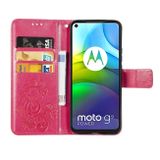 Peňaženkové kožené pouzdro na Motorola Moto G9 Power - Cyklámenová