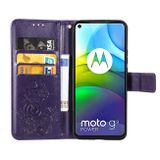 Peňaženkové kožené pouzdro na Motorola Moto G9 Power - Fialová