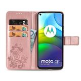 Peňaženkové kožené pouzdro na Motorola Moto G9 Power - Růžovozlatá