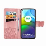 Peňaženkové kožené pouzdro na Motorola Moto G9 Power - Růžovozlatá