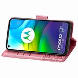Peňaženkové kožené pouzdro na Motorola Moto G9 Power - Růžová