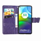 Peňaženkové kožené pouzdro na Motorola Moto G9 Power - Tmavofialová