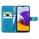Peňeženkové kožené pouzdro na Samsung Galaxy A22 5G - Modrá