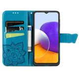 Peňeženkové kožené pouzdro BUTTERFLY na Samsung Galaxy A22 4G - Modrá