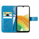 Peneženkové kožené pouzdro FOUR-LEAF na Samsung Galaxy A13 - Modrá