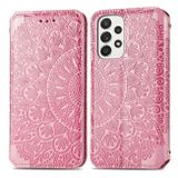 Peněženkové kožené pouzdro Blooming pro Samsung Galaxy A73 5G - Růžová