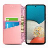 Peněženkové kožené pouzdro Blooming pro Samsung Galaxy A73 5G - Růžová