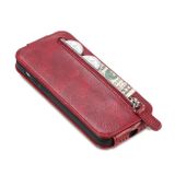 Peněženkové kožené pouzdro Zipper Wallet pro Honor X8 5G/X6 - Červená